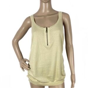 BURBERRY BRIT BEIGE SLEEVELESS ZIP-FRONT KNIT TOP